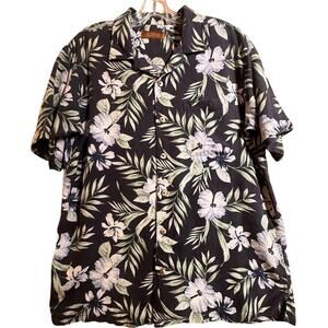 Vtg 100% Silk Tasso Elba Island Hawaiian Shirt Button Down Men’s Sz M 90s Resort